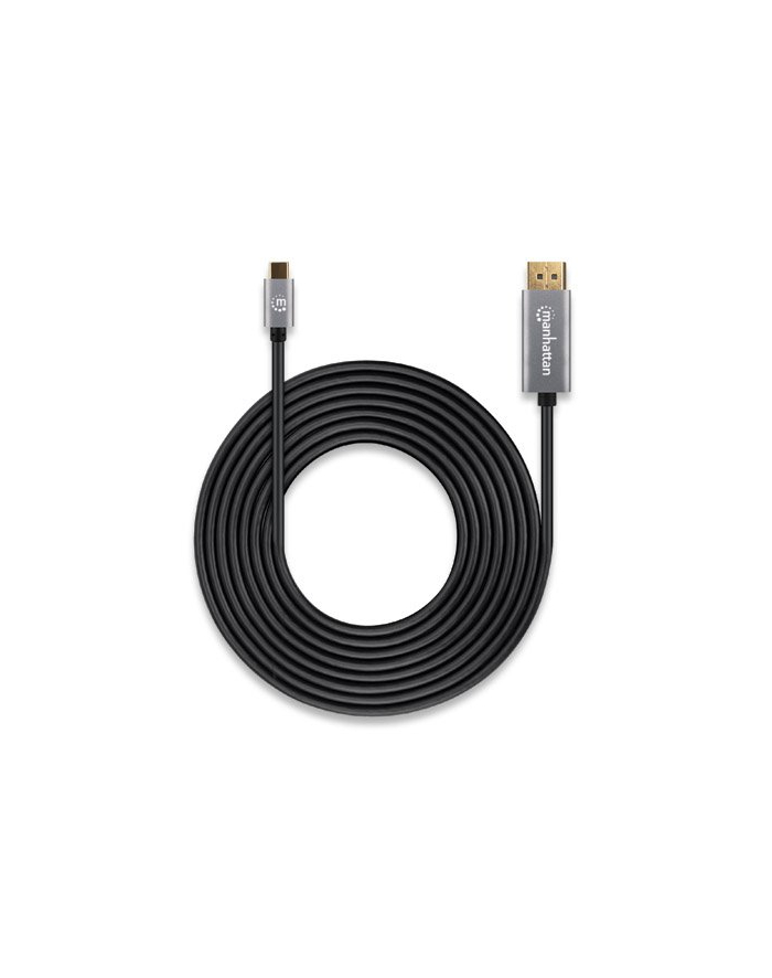 Manhattan 354851 adapter kablowy 3 m USB Type-C DisplayPort Czarny, Srebrny główny
