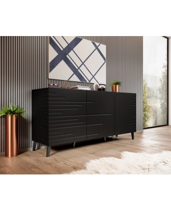 cama meble Komoda NOVA 155x40x72 czarny mat