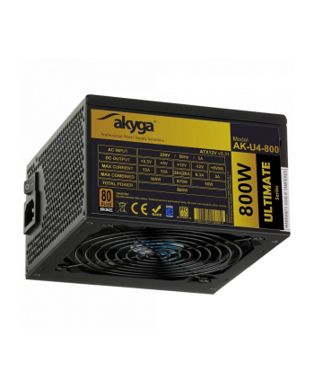 AKYGA Zasilacz ATX 800W AK-U4-800 P4+4 PCI-E 6 pin 6+2 pin 6x SATA APFC 80+ Bronze FAN 12cm