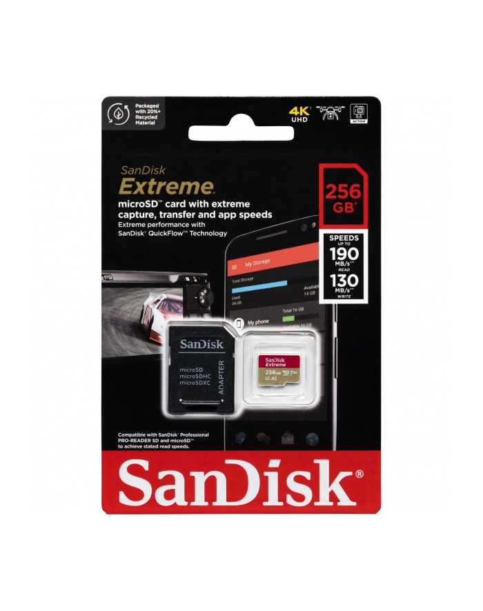 SANDISK EXTREME microSDXC 256 GB 190/130 MB/s A2 główny
