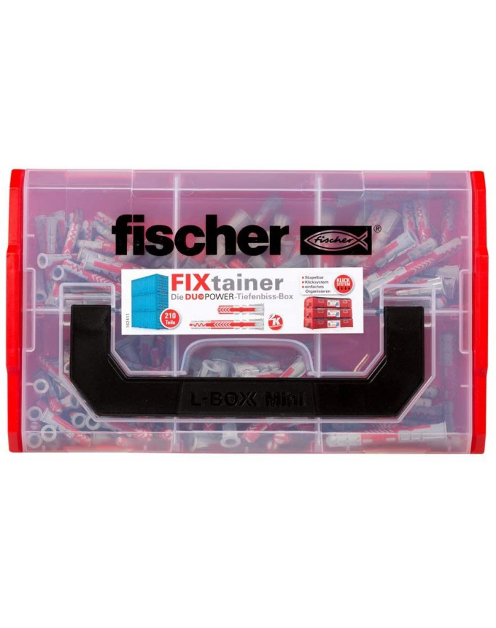 fischer FixTainer-DUOPOWER short / long NV, dowel (light grey/red, 210 pieces) główny