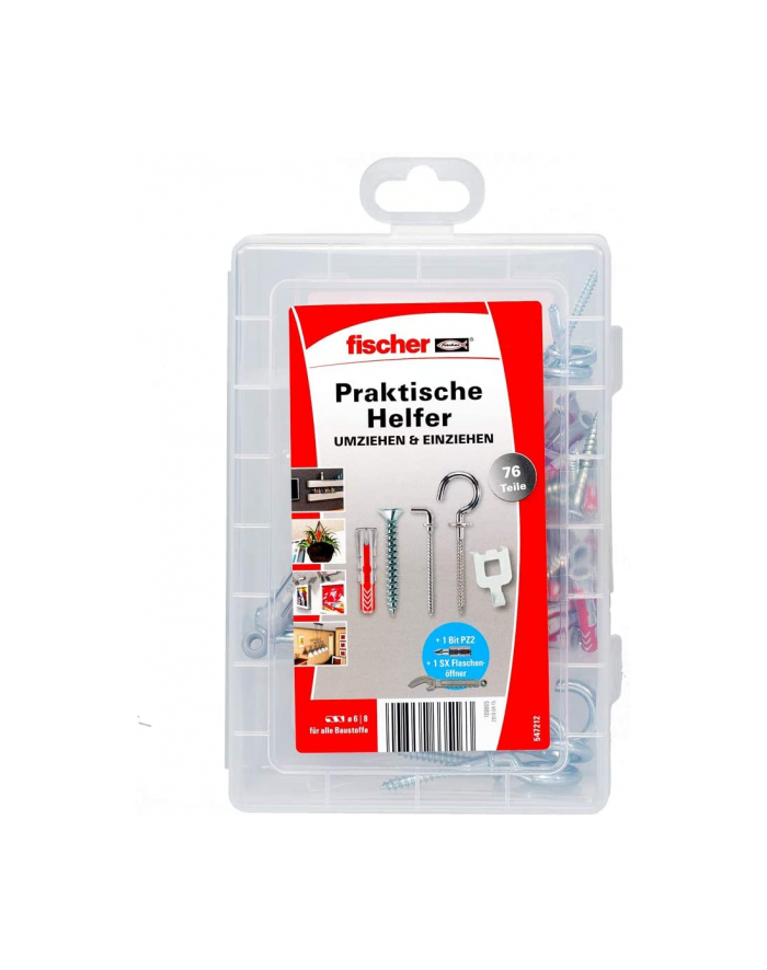 fischer practical helpers, moving ' moving in, dowels (light grey/red, 76 pieces) główny