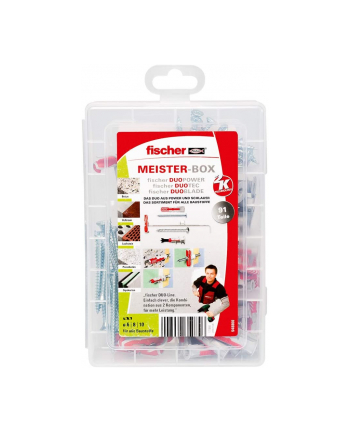 fischer master box DUOLINE, dowels (light grey/red, with screws, 91 pieces)