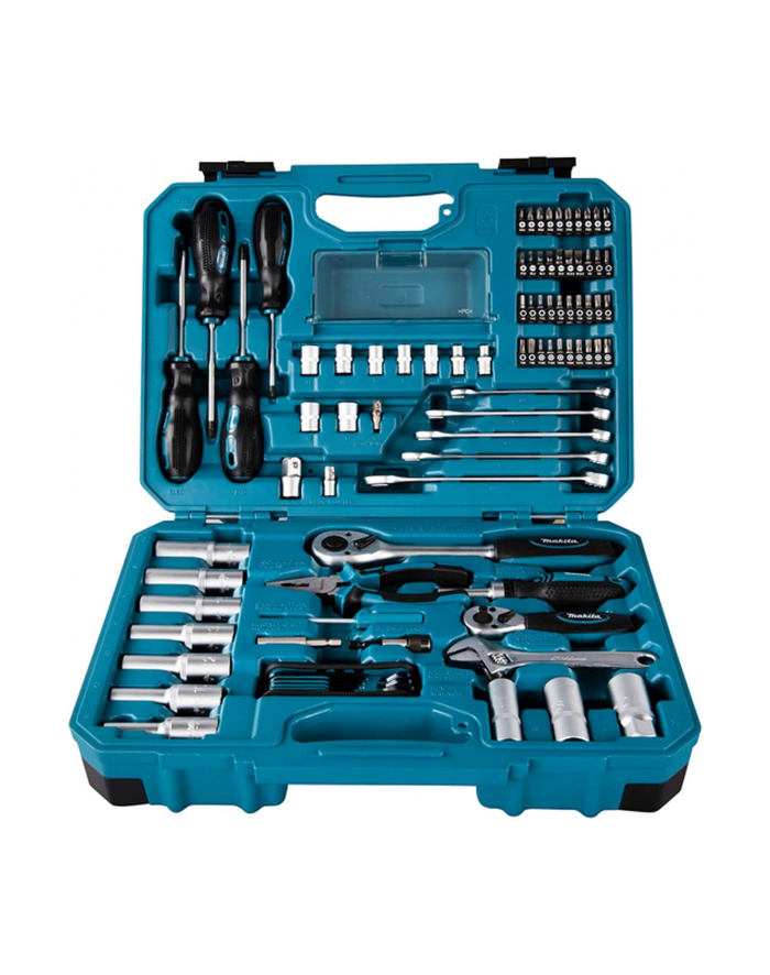 Makita Tool set E-08458, 1/2, 1/4 and 3/8 (blue, 87 pieces, with 2 reversible ratchets) główny