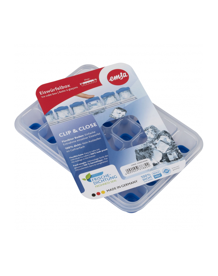 Emsa CLIP ' CLOSE ice cube box, ice cube maker (transparent/blue, for 24 ice cubes) główny