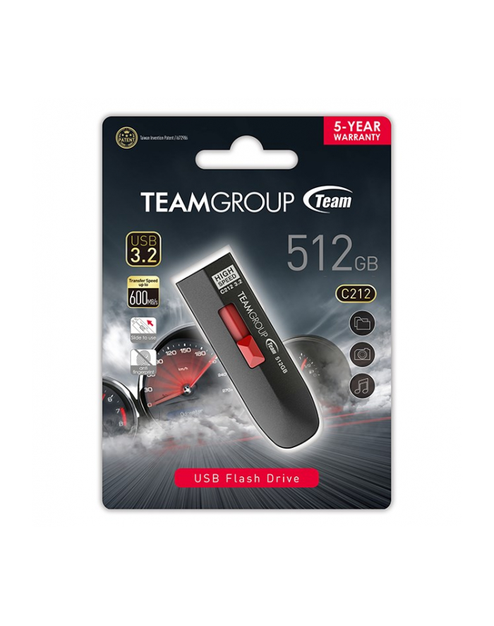 Team Group C212 512GB USB Stick (Kolor: CZARNY/Red USB-A 3.2 Gen 2) główny