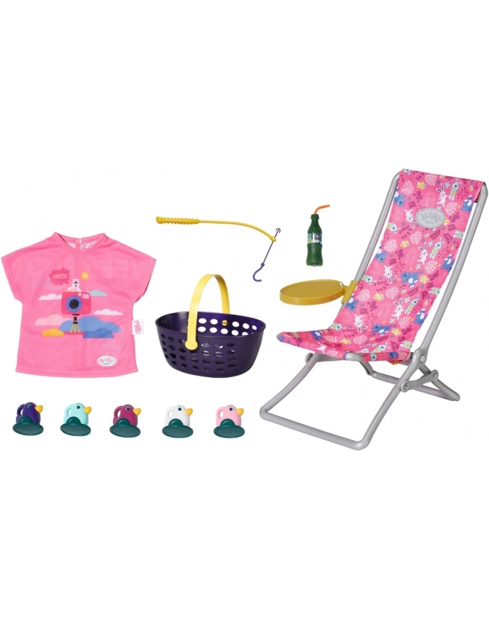 ZAPF Creation BABY born Weekend Fishing, doll accessories (dress, deck chair with table, soda bottle, basket, 5 ducks and rod) główny