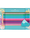 Faber-Castell Sparkle colored pencils gift set, metal case turquoise, 21 pieces (incl. 1 sleeve mini sharpener) - nr 1
