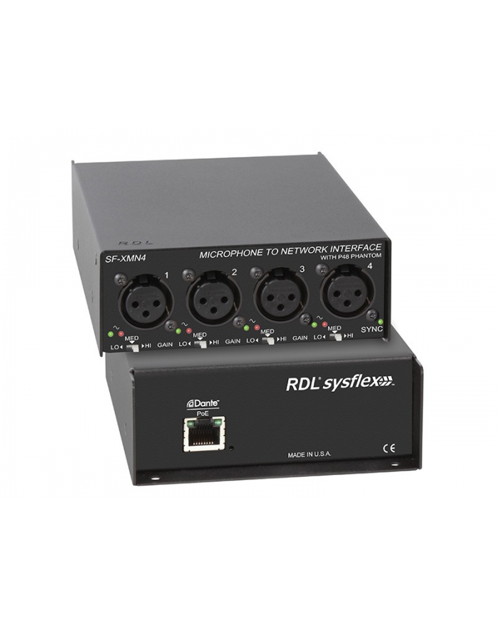 rdl SF-XMN4 - interfejs sieciowy Dante dla czterech wejść mikrofonowych audio główny