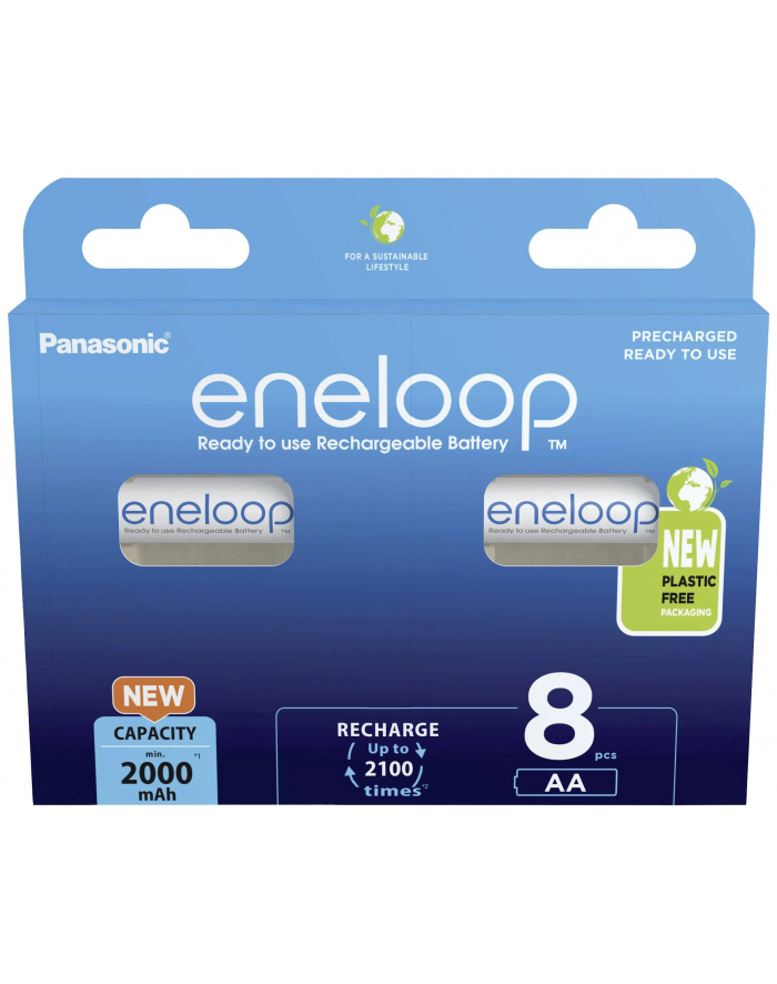 Eneloop 8X Akumulatorki Panasonic R6 Aa 8Bl Japan (Bk3Mcde8Be) główny