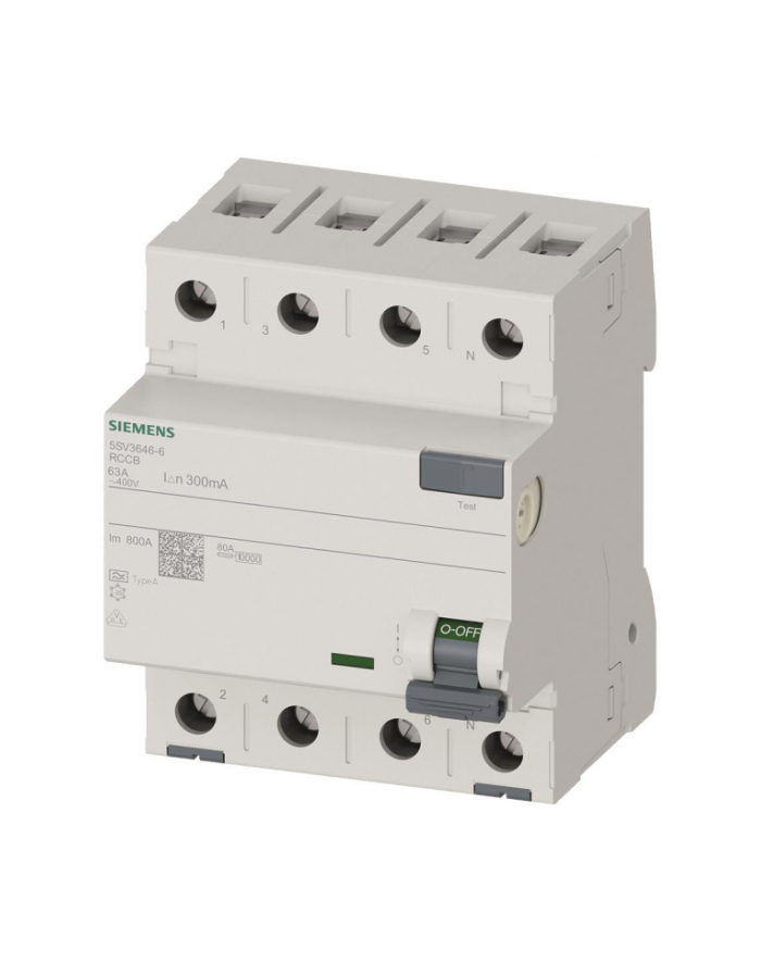 Siemens Rccb 4-Polet Type A 63A 300 Ma 400Vac (5SV36466) główny
