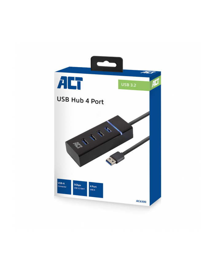 ACT AC6300 huby i koncentratory USB 3.2 Gen 1 (3.1 Gen 1) Type-A 5000 Mbit/s Czarny główny