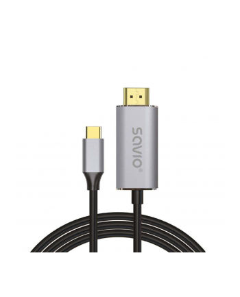 savio Kabel HDMI 2.0B - USB-C v3.1, 1m, srebrno-czarny, złote końcówki, CL-170