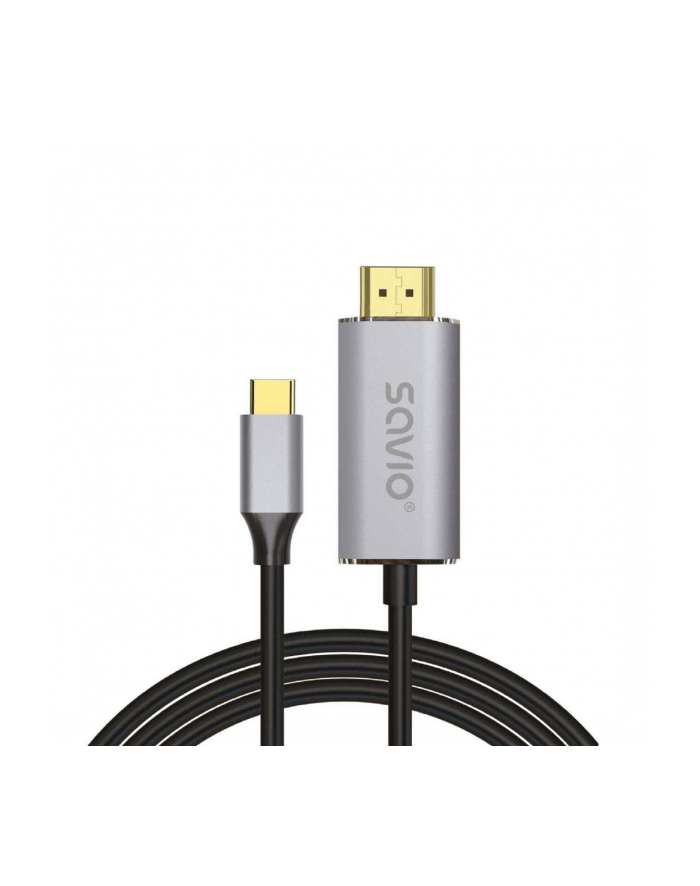 savio Kabel HDMI 2.0B - USB-C v3.1, 1m, srebrno-czarny, złote końcówki, CL-170 główny