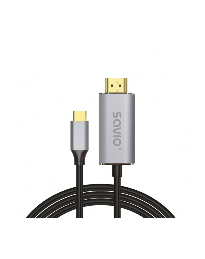 savio Kabel HDMI 2.0B- USB-C v3.1, 2m, srebrno-czarny, złote końcówki, CL-171 główny