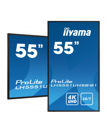 iiyama Monitor 54.6 cala LH5551UHSB-B1 4K,24/7,800cd,IPS,SLIM,DAISY/CHAIN
