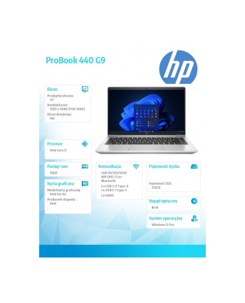 hp inc. Notebook ProBook 440 G9 i7-1255U 512GB/16GB/W11P/14.0 6A168EA