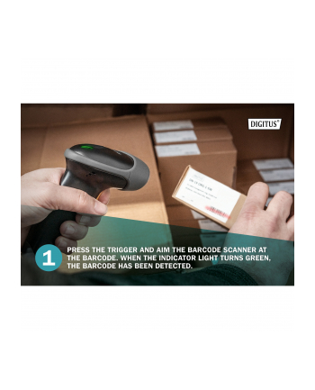 digitus Czytnik kodów kreskowych, przewodowy USB-RJ45 2m, 1D i 2D, zgodny z kodami QR Stojak w zestawie nr 1