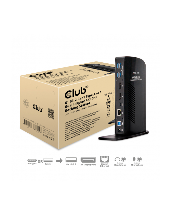CLUB-3D CSV-1460 USB 3.0 Dual Display 4K60Hz Docking Station główny