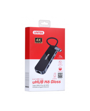 UNITEK HUB USB-C 31  RJ-45 3XUSB-A HDMI 4K PD100W