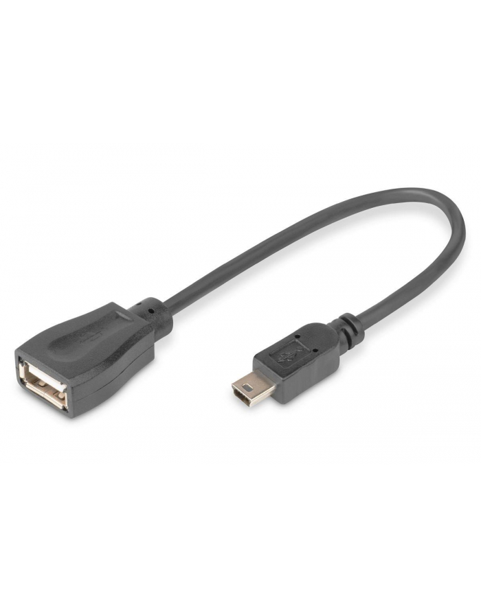 Kabel adapter USB 2.0 DIGITUS HighSpeed OTG Typ miniUSB B/USB A M/Ż czarny 0,2m główny