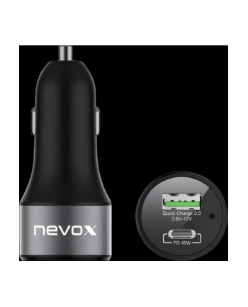 Nevox USB PD Type C + QC 3.0 car charging adapter, charger (Kolor: CZARNY)
