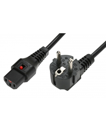 IEC-LOCK Kabel połączeniowy zasilający z blokadą IEC LOCK Schuko kątowy/C13 prosty M/Ż 1m czarny