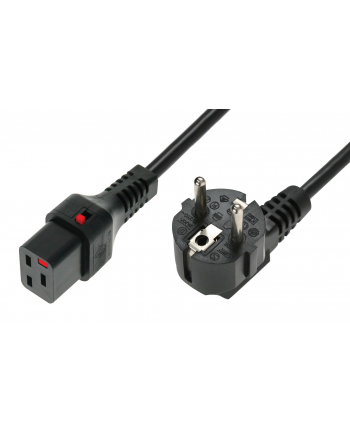IEC-LOCK Kabel zasilający serwerowy z blokadą IEC LOCK Schuko kątowy/C19 prosty M/Ż 2m czarny