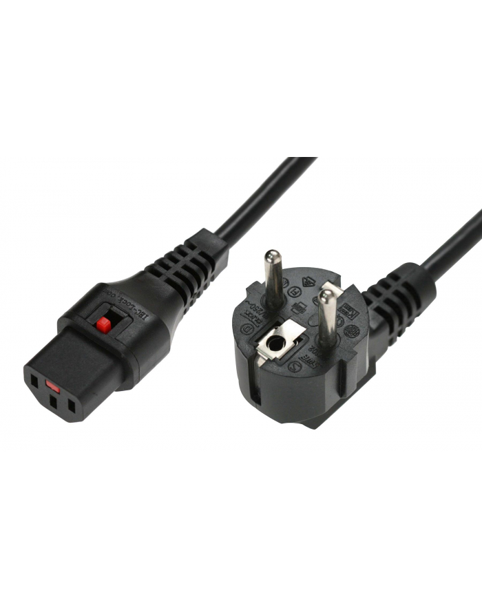 IEC-LOCK Kabel zasilający blokada IEC LOCK 3x1mm2 Schuko kątowy/C13 prosty M/Ż 5m czarny główny