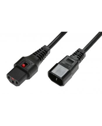 IEC-LOCK Kabel przedłużający zasilający blokada IEC LOCK 3x1mm2 C14/C13 prosty M/Ż 0,5m czarny