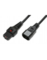 IEC-LOCK Kabel przedłużający zasilający blokada IEC LOCK 3x1mm2 C14/C13 prosty M/Ż 1m czarny - nr 1