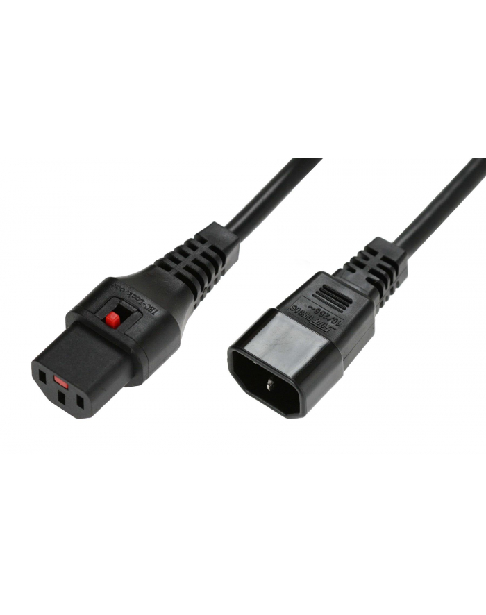 IEC-LOCK Kabel przedłużający zasilający blokada IEC LOCK 3x1mm2 C14/C13 prosty M/Ż 1m czarny główny