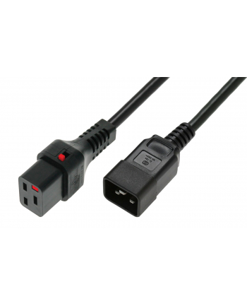 IEC-LOCK Kabel zasilający serwerowy z blokadą IEC LOCK 3x1,5mm2 C20 prosty/C19 prosty M/Ż 2m czarny