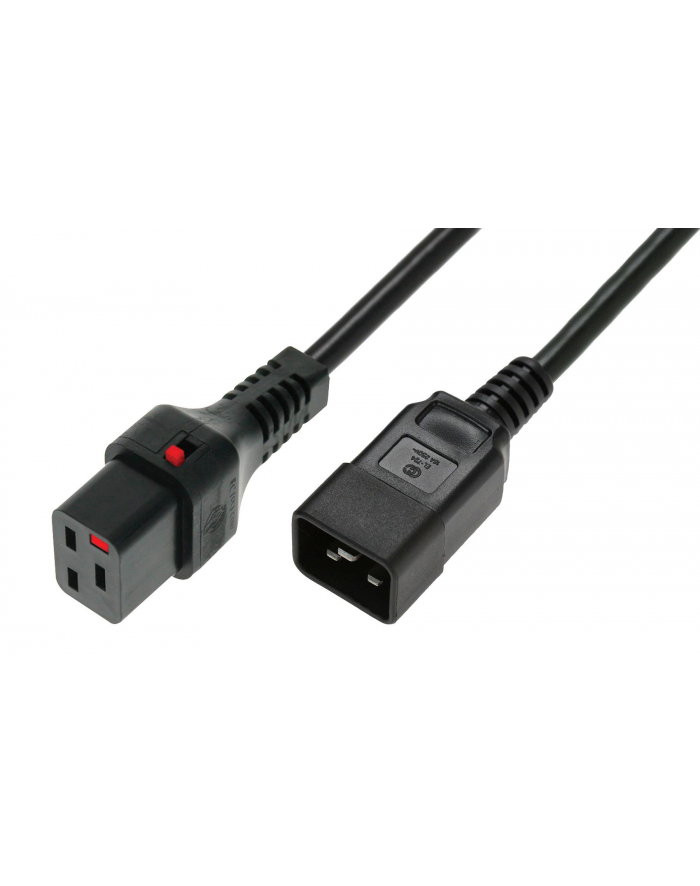 IEC-LOCK Kabel zasilający serwerowy z blokadą IEC LOCK 3x1,5mm2 C20 prosty/C19 prosty M/Ż 2m czarny główny