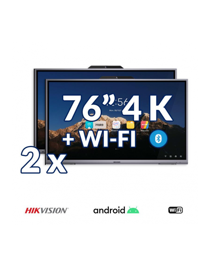 Zestaw interaktywny (wariant 4) 2x Monitor interaktywny HIKVISION 76” 4K z System Androidem 8.0, WiFi, Bluetooth i wbudowaną kamerą główny