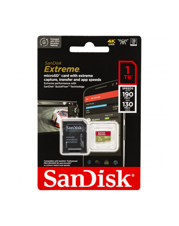 SanDisk microSDXC Extreme 1TB 190/130 MB/s A2 C10 V30 UHS-I U3 (SDSQXAV1T00GN6MA) główny