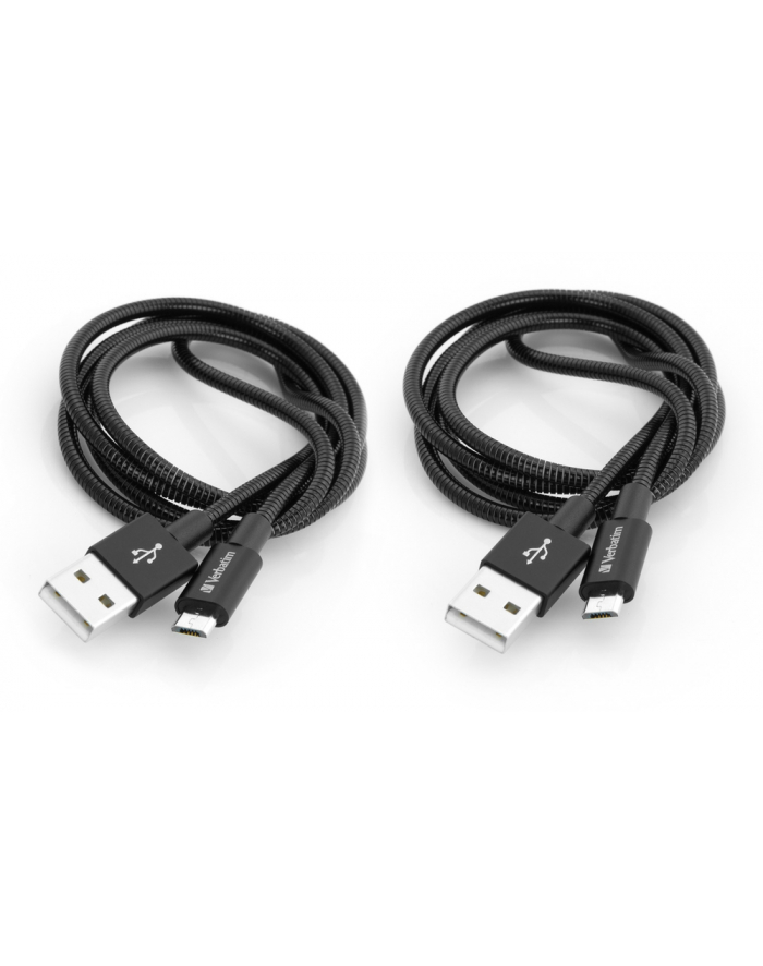 Kabel USB Verbatim USB A  M reversible- USB micro M reversible 1m czarny Verbatim box 48874 2szt 2x100cm główny