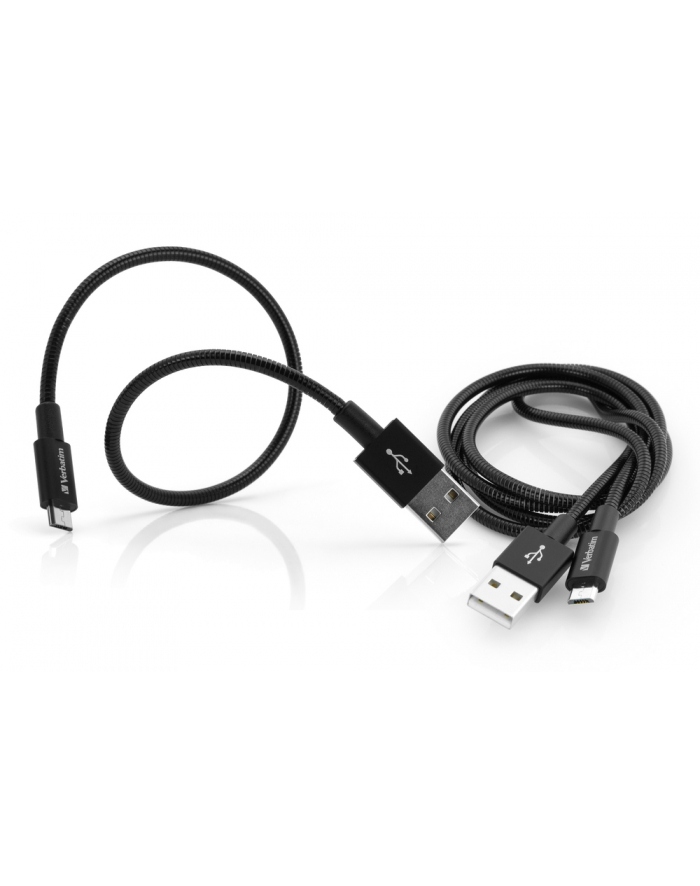 Kabel USB Verbatim USB A M- USB micro M 1m czarny Verbatim box 48875 2szt 1x100cm + 1x30cm główny