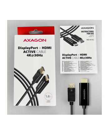 AXAGON  KABEL RVD-HI14C2 DISPLAYPORT ZU HDMI ADAPTERKABEL, 4K/30 HZ, 180 CM LANG - SCHWARZ (RVDHI14C2)  (RVDHI14C2)