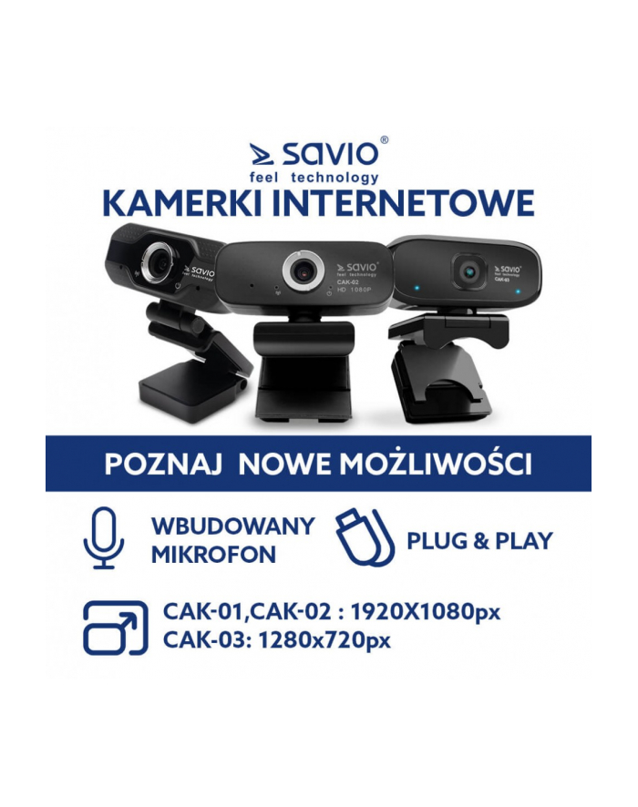 savio Kamera internetowa USB Full HD, CAK-01 główny