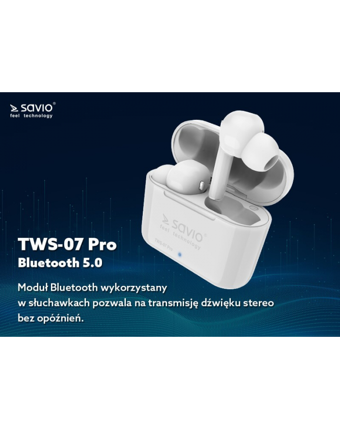 savio Słuchawki Bluetooth z mikrofonem, TWS-07 główny
