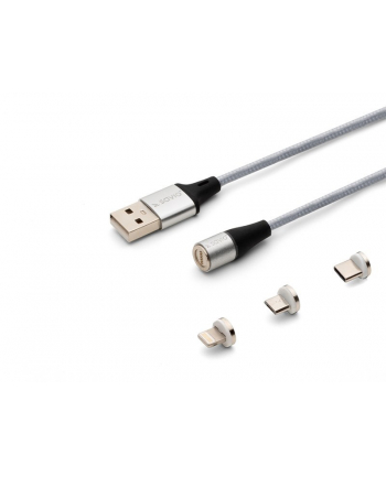 savio Kabel magnetyczny USB - USB typ C, Micro i Lightning, srebrny, 2m, CL-156