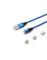 savio Kabel magnetyczny USB - USB typ C, Micro i Lightning, niebieski, 2m, CL-157 - nr 1