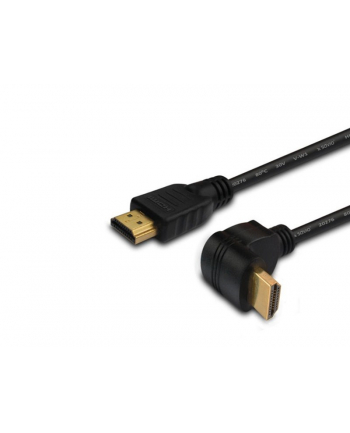 savio Kabel HDMI (M) v2.0, 1,5m, miedź, czarny, kątowy, złote końcówki, ethernet/3D, CL-108