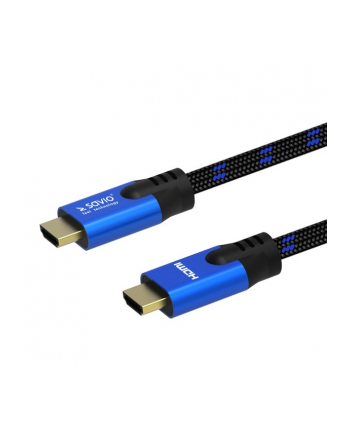 savio Kabel HDMI (M) v2.1, 1,8m, 8K, miedź, niebiesko-czarny, złote końcówki, ethernet/3D, CL-142