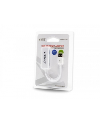 savio Adapter USB LAN 2.0 - Fast Ethernet (RJ45), blister, CL-24