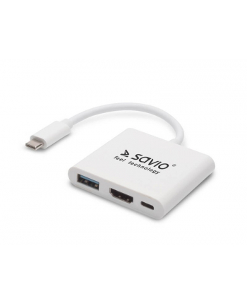 savio Hub USB Typ C - HDMI, USB 3.0, PD,  AK-48