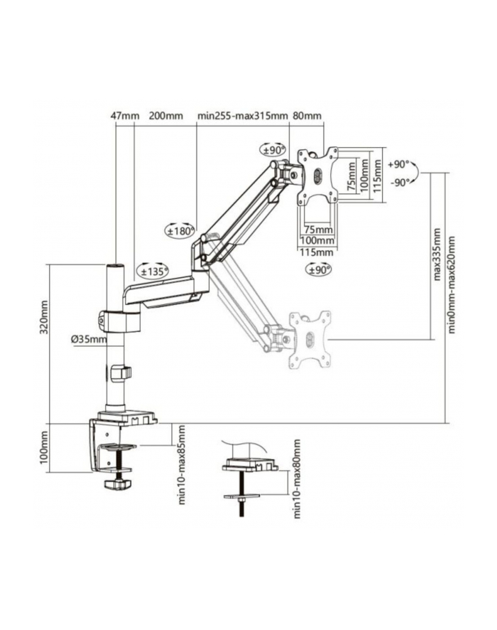 Equip Tischhalterung 13&-27&/ 9kg 1TFT 360° Gasfeder si (650112NEUEVERSION) główny