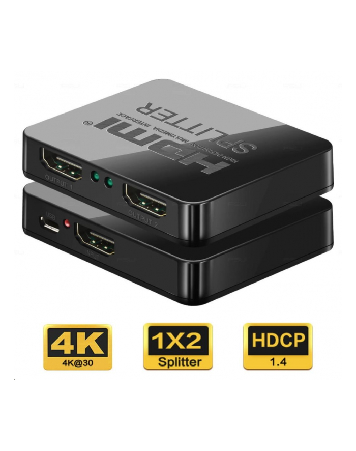 Premiumcord HDMI splitter 1-2 porty, s napájením z USB, 4K, FULL HD, 3D (PRC) główny