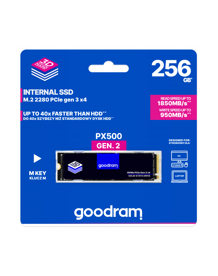 goodram Dysk PX500-G2 256GB M.2 PCIe 3x4 NVMe główny